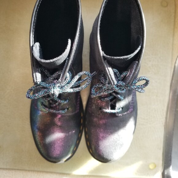 Rare Doctor Martens Purple Glitter Combat Boots sz 9 - Picture 5 of 12